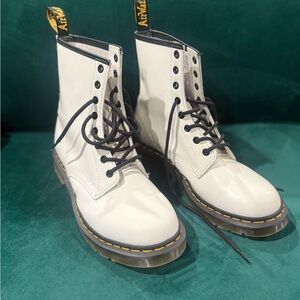Dr. Martens White Combat Boots with Black Laces